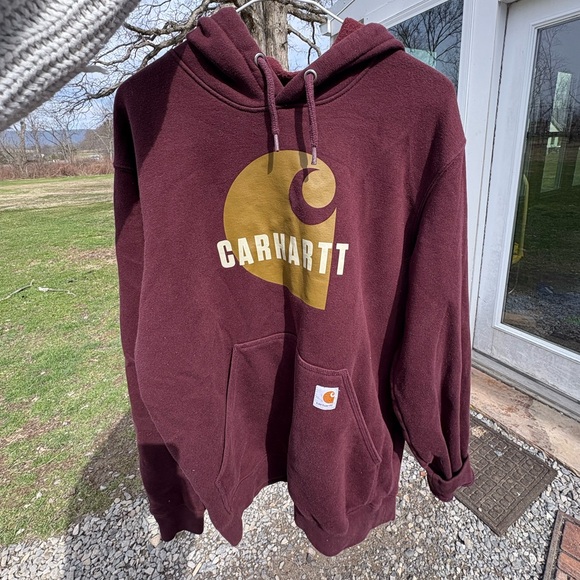 Carhartt Burgundy Hoodie with Gold Logo - Picture 2 of 4